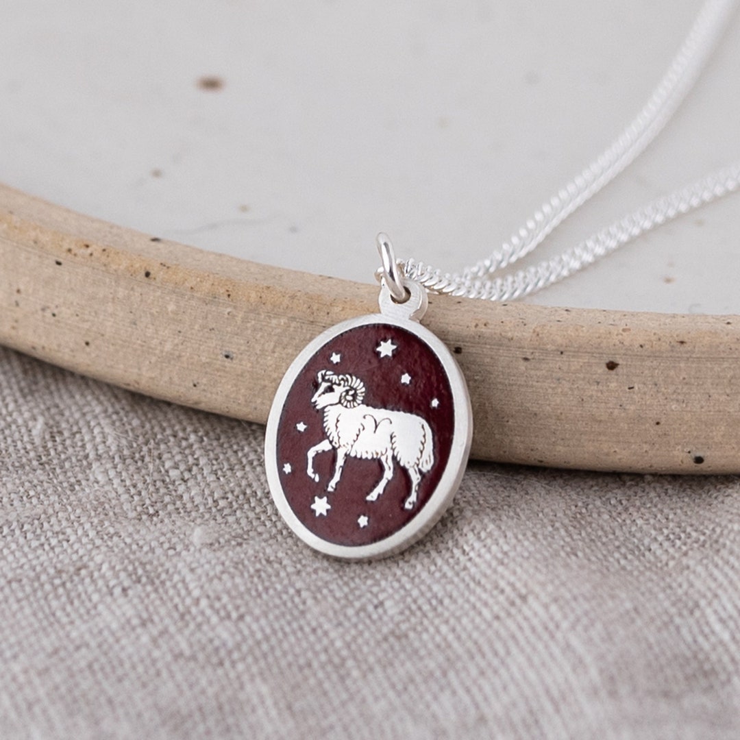 Shine Bright with an Aries Necklace with Coral Enamel Detail