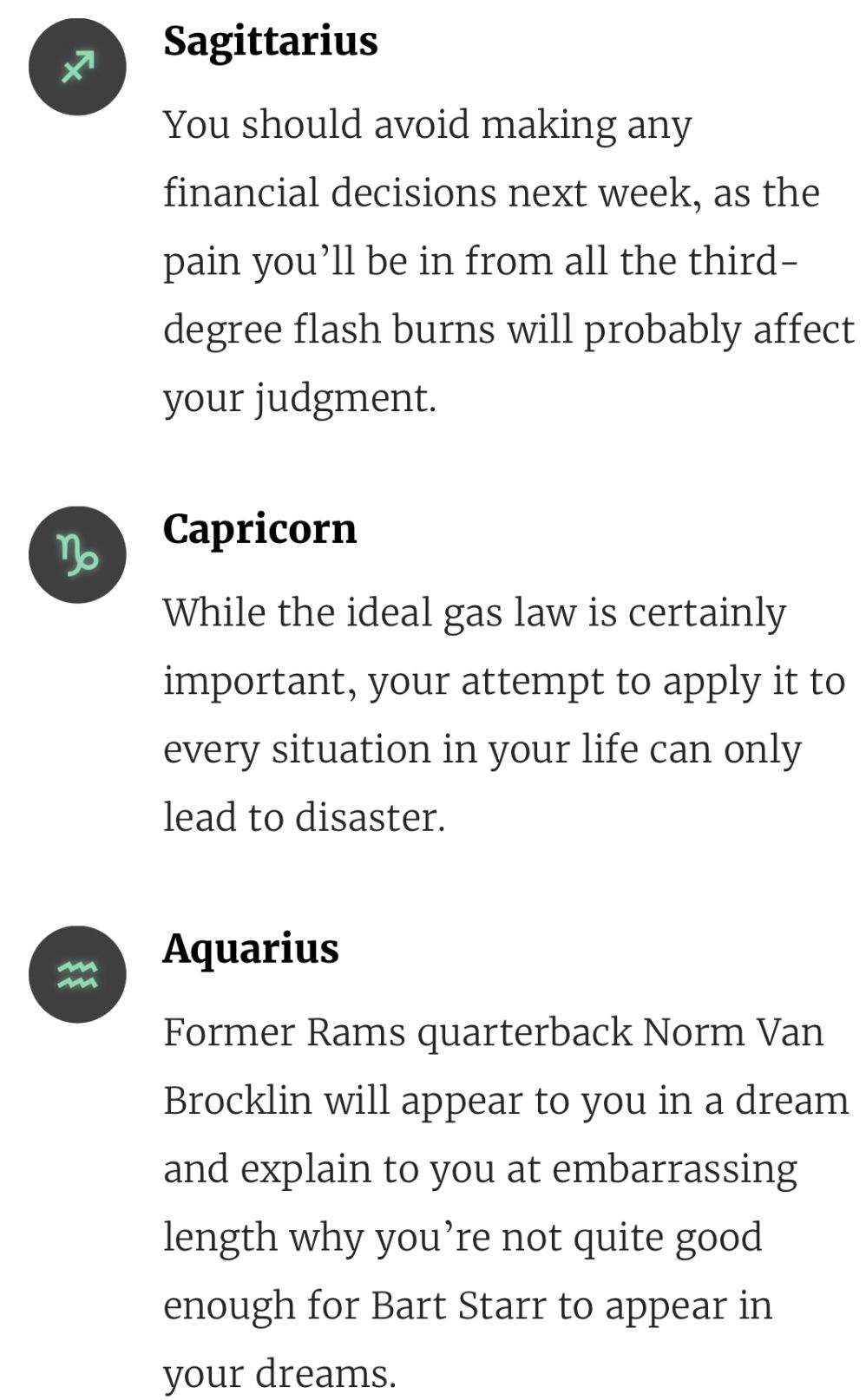 horoscopes the onion
