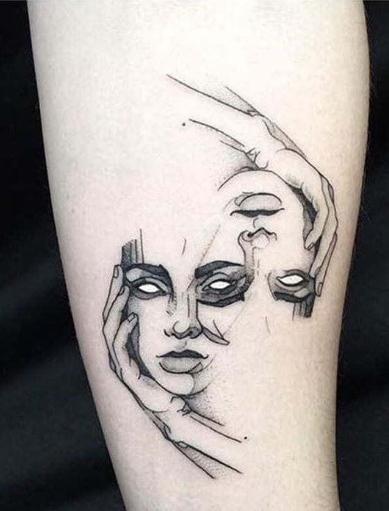 split personality unique gemini tattoos for females