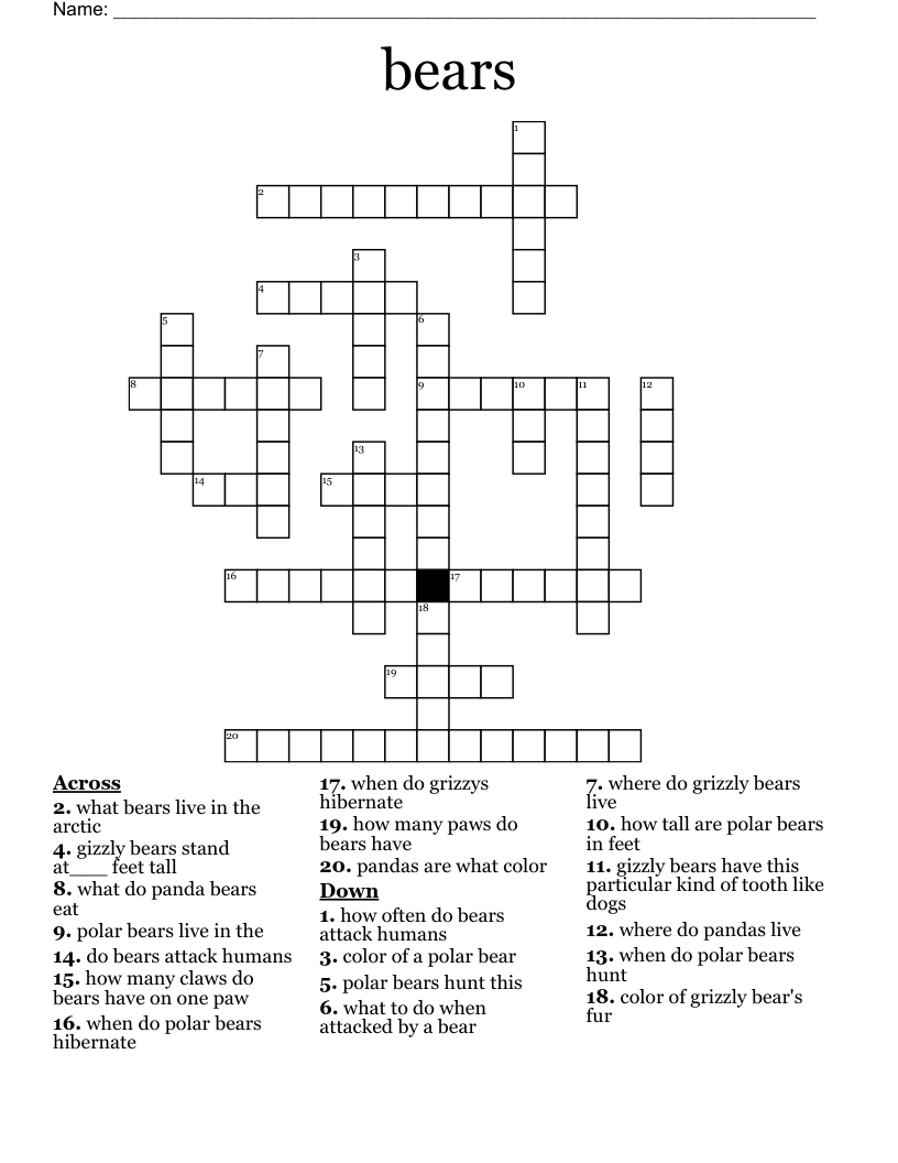 Free Constellation Bear Crossword: Download, Print, and Play, Explore easily!
