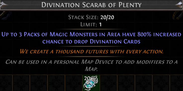 divination scarab of plenty